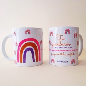 Taza estampada arcoíris Isaías 26:3